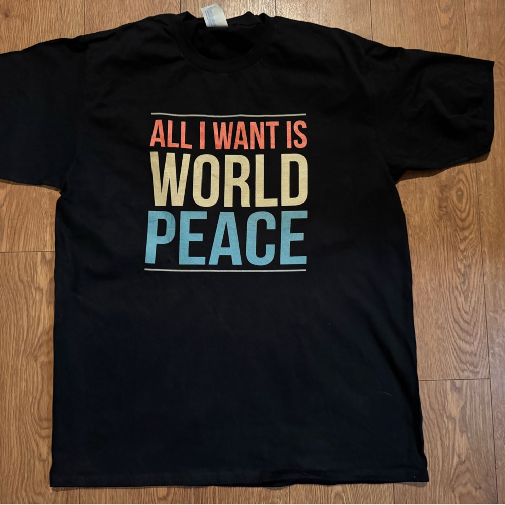 Men's Black 'World Peace' Graphic Tee NWOT